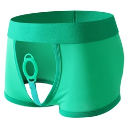 Men‘s Sexy Low Waist Lingerie Elastic Underwear Briefs Underpants Hombre Panties Ring Cotton Shorts Underpants