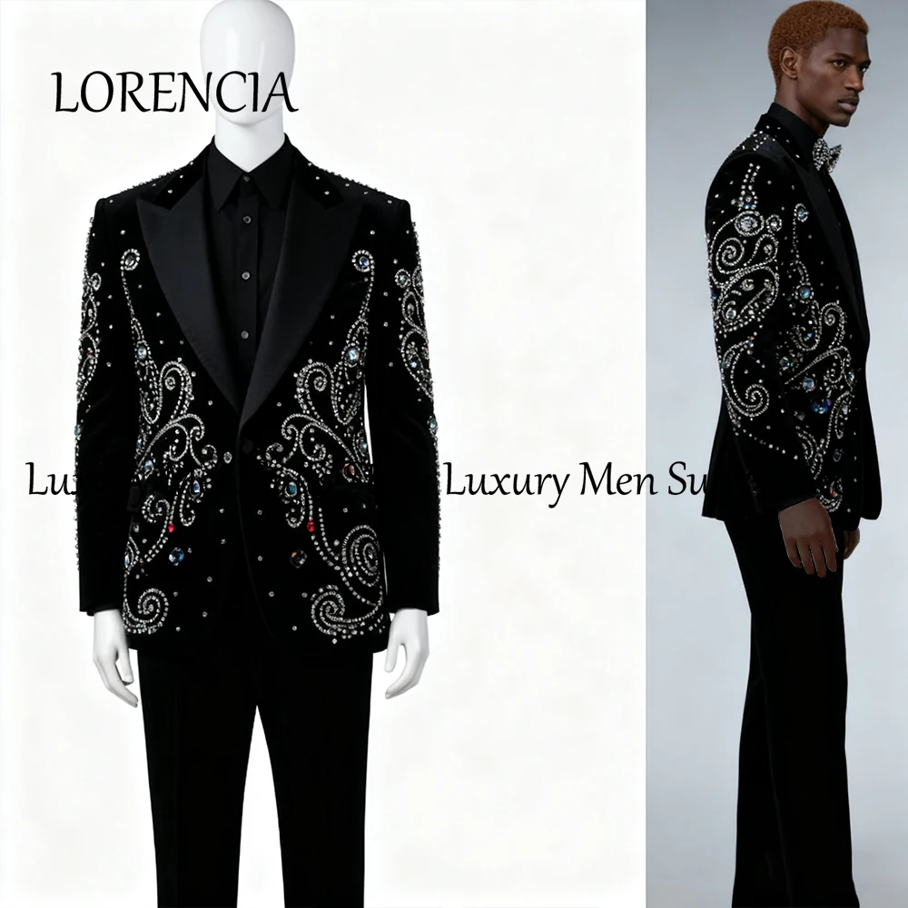 

Изысканные мужские костюмы с бриллиантами, комплект из 2 предметов, смокинги со сверкающими кристаллами, наряды для свадебной вечеринки, блейзерные брюки по индивидуальному заказу, була 1)