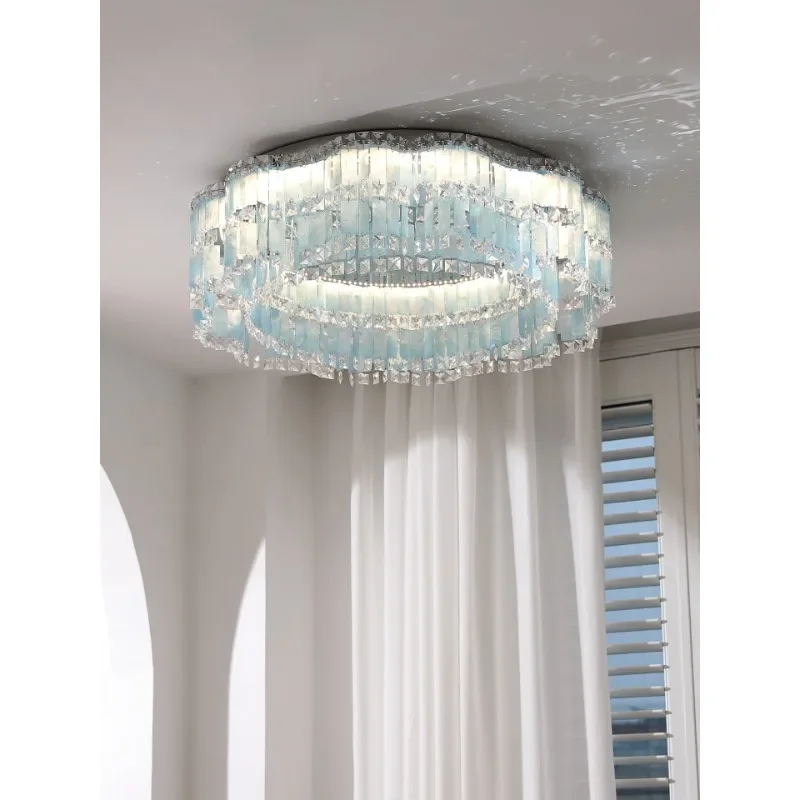 

French-Style Luxury Villa Crystal Ceiling Lamp For The Grand Dining Room Bedroom Living Room And Blue Shellfish Main Room Light