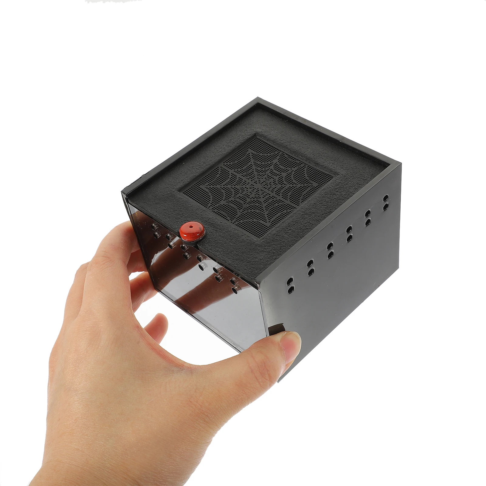 

Breathable Spider Enclosure Reptile Insect Feeding Box Acrylic Panel Pullout Lid Ventilation Small Holes Prevent Escape Suitable