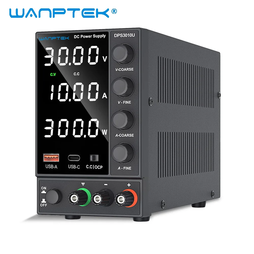 Wanptek-調整可能なDC電源,30V, 10A, LED,安定化電源,電圧レギュレータースイッチ