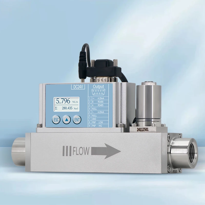 

Digital Micro Flow Thermal Gas Mass Flow Meter air Nitrogen Oxygen Helium CO2 Flow Sensor RS485 Communication