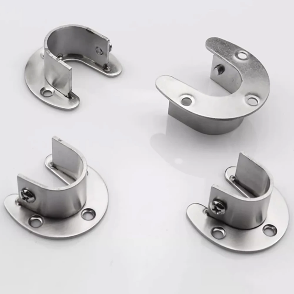 19-32mm Stainless Steel Open One's Mouth Flange Bracket Wardrobe Hanger Rod Fixing Accessories Seat Crossbar Hook Flange