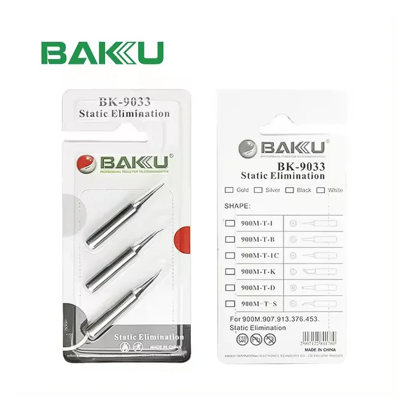 Original BAKU 3pcs 900M-T-I 900M-T-K Lead-Free Welding Head Bit Soldering Iron Tips Set