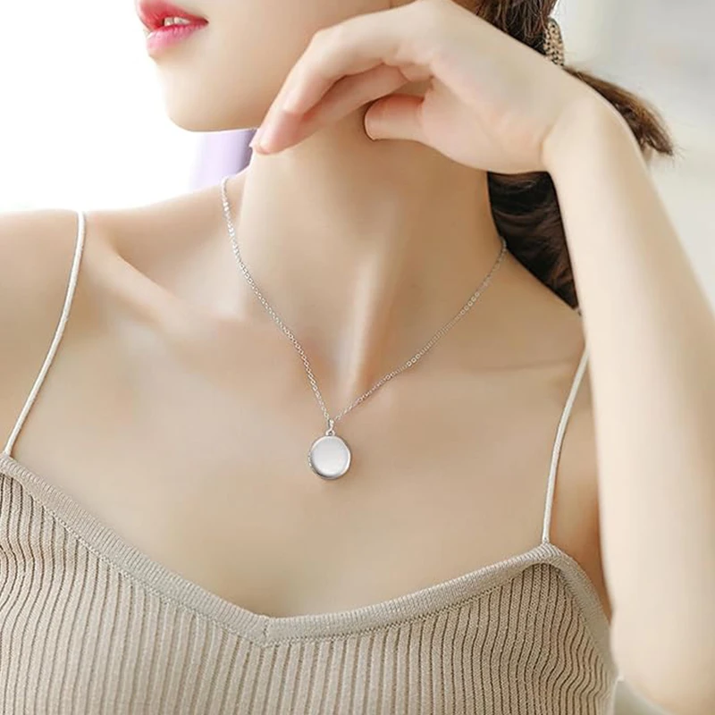 قلادات صورة شخصية للنساء والفتيات مخصصة للصور والنص على شكل دائري قلادة مدلاة هدية عيد الشكر #5