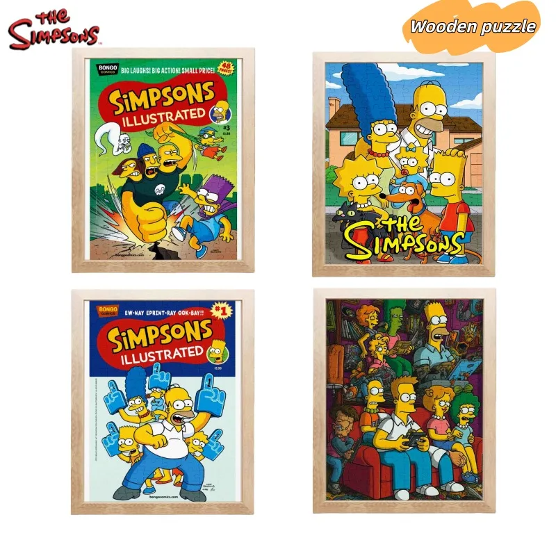 

New The Simpsons Anime Cartoon Cute Wooden Framed Decoration, Kawaii DIY Educational Toy for Boys and Girls, Decorative Ornament