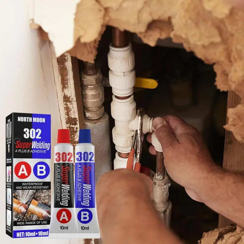 Colle de Réparation AB D.lique, Collage de Fer Résistant à la Chaleur, Soudage à Froid, Agent Adhésif de Réparation de Métal, Ciment de Contact de Roulette pour Réparation