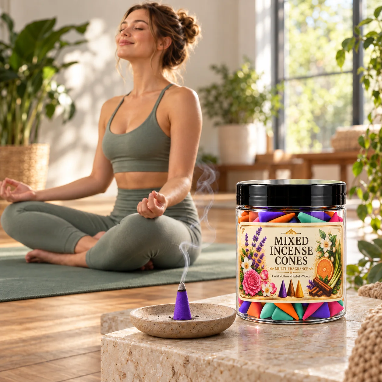Mixed Fragrance Cones with Various Scents (Lavender, Jasmine, Rose, Vanilla, Lemongrass, Orange), Slow-Burning and Long-Lasting, Suitable for Home, Office, Meditation, and Yoga Aromatherapy. Random Combinations of Multiple Fragrances, the Best Choice for Holiday Gifts