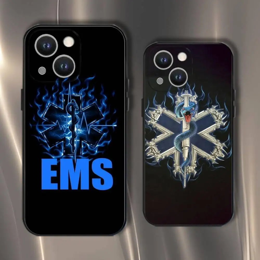 

EMT EMS Medical Rescue Phone Case For iPhone 16,15,14,13,12,11,Pro,XS,Max,XR,Plus,E,SE4,Mini Black Soft Cover