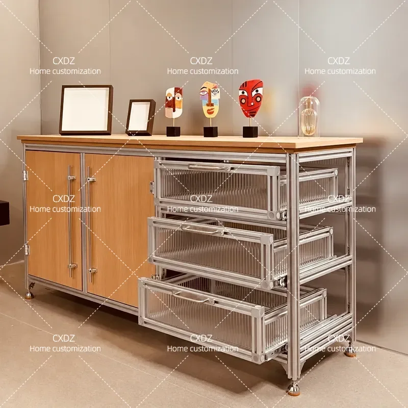 Ocean Plate Coffee Cabinet Aluminum Profile Rack Antique Storage Side Cabinet Acrylic Multi Layer Wall Locker