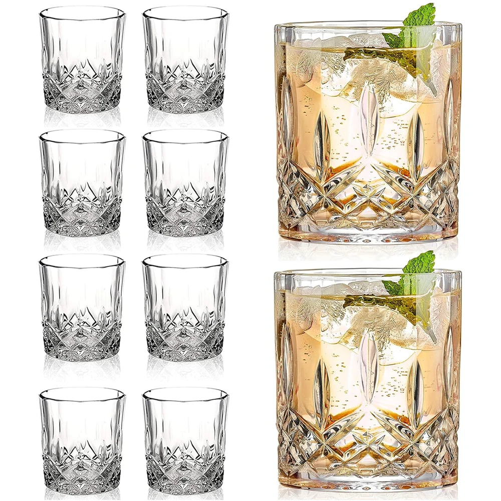 Crystal Whiskey Glasses 10OZ Old Fashioned Whiskey Glasses, Bourbon Cocktail Rocks Glasses for Drinking Scotch Vodka Tequila Rum