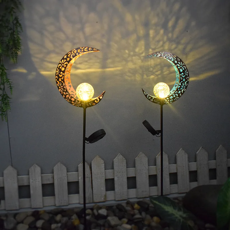 

Solar Outdoor Floor Lamp LED Flame Sun Moon Iron Hollow Projection Landscape Courtyard Decoration Lamp