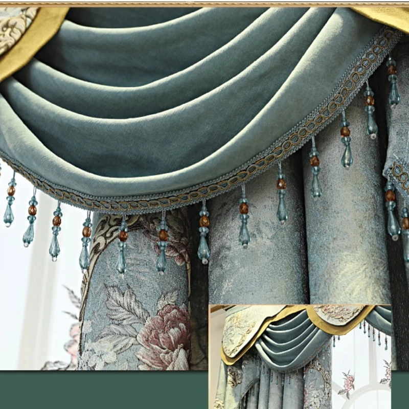 Custom Size High-end European Luxury Atmospheric Villa Luxurious Embroidery Shade White Tulle Curtains for Living Room Bedroom