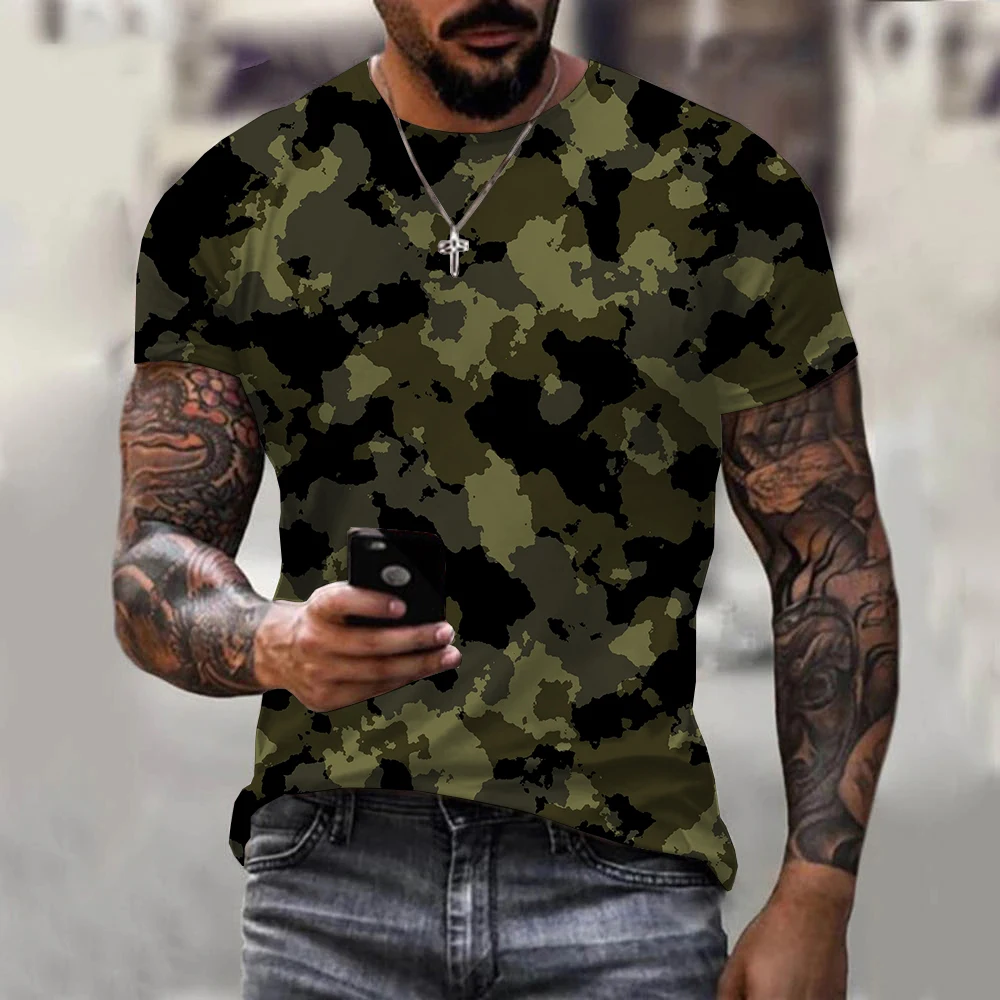 Camouflage 3D Print Summer Men\'s Round Neck T-shirt Casual Short Sleeve Oversized T Shirts Fashion Tee Tops Trend Men Clothing