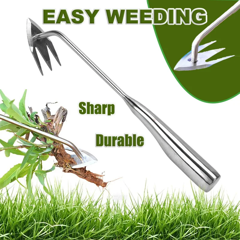 

Sharp Durable Weed Puller Tool With Handle 3 Tooth Manganes Steel Premium Weeding Artifact Uprooting For Gardening Backyard Farm