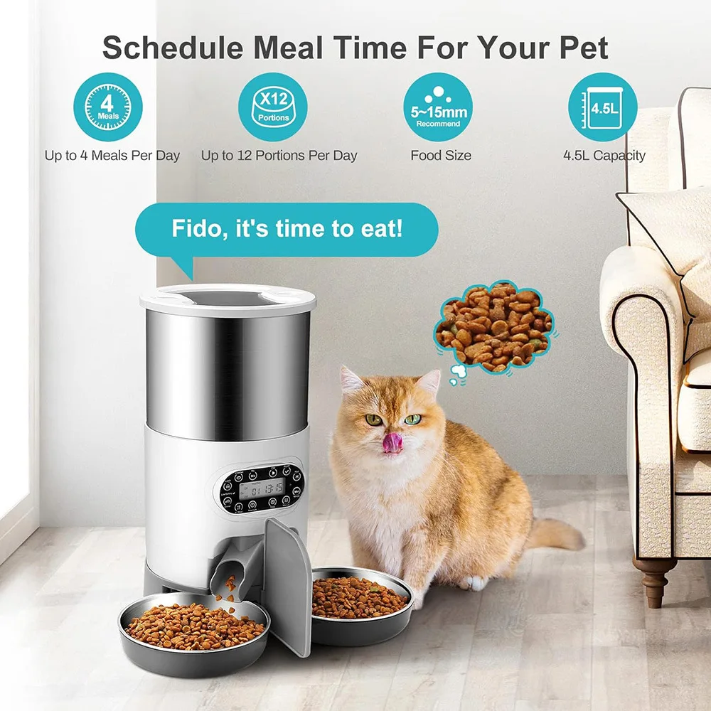 

Stainless steel pet intelligent feeder WIFI control timed quantitative language broadcast automatic feeding machine