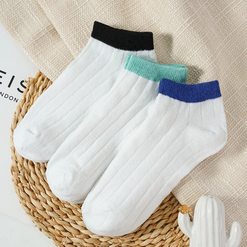 5 Pairs/lot Man Cotton Short Socks Fashion Street Ankle Men's Socks Personality Stripes Unisex Funny Happy Casual Socks Men