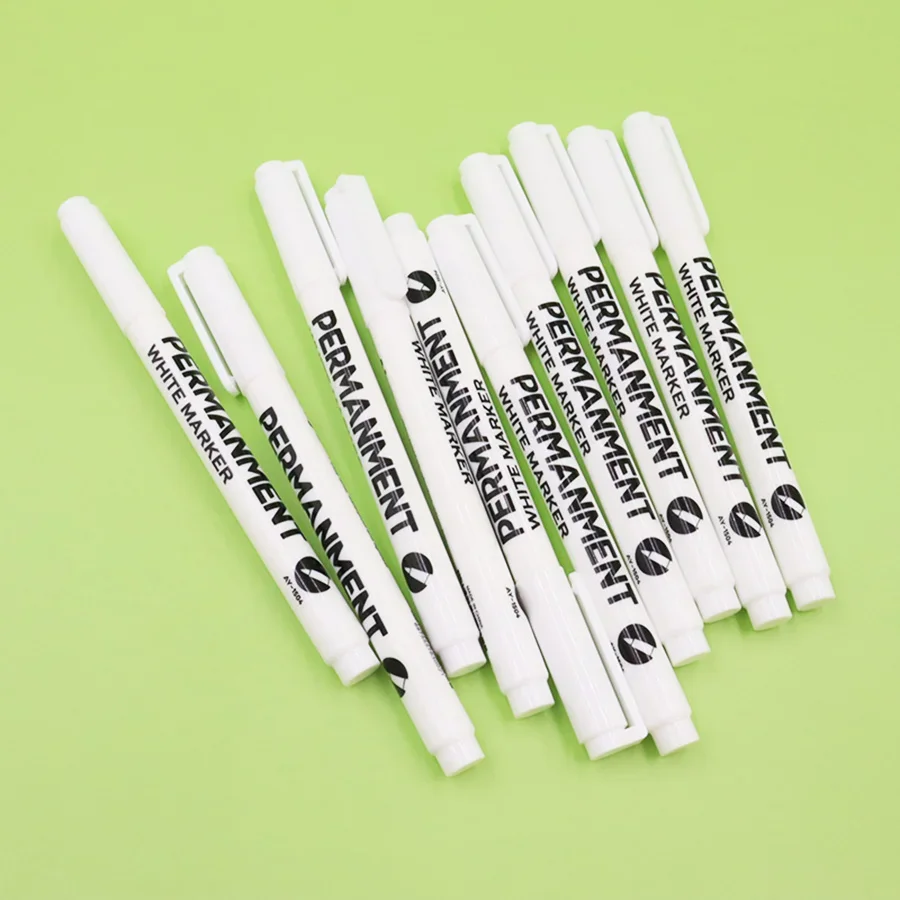4/5/6pcs White Permanent Marker Pens Fine Tip Oil-Based Art Drawings on Wood Leather Graffiti Markers Stationery for Art Writing