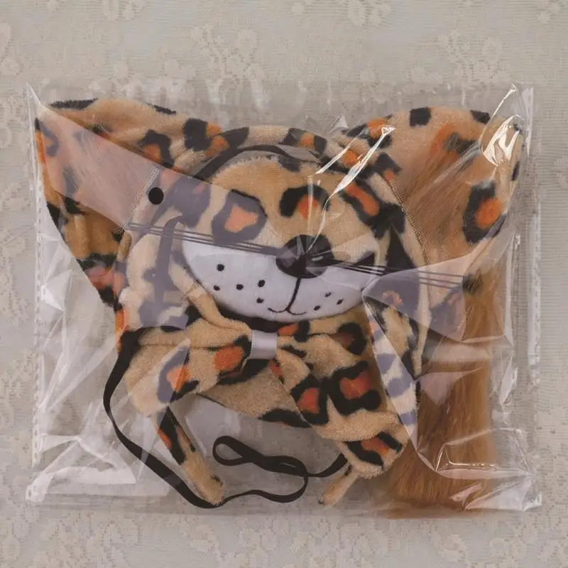 39BD Kostium lamparta Lampart Uszy Opaski Kokardy Ogon Halloween Zwierzęta Cosplay Rekwizyty