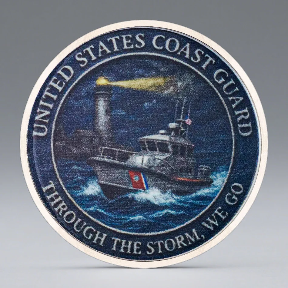 A través de la tormenta Moneda de colección chapada en plata Moneda de colección de la Guardia Costera de EE. UU.