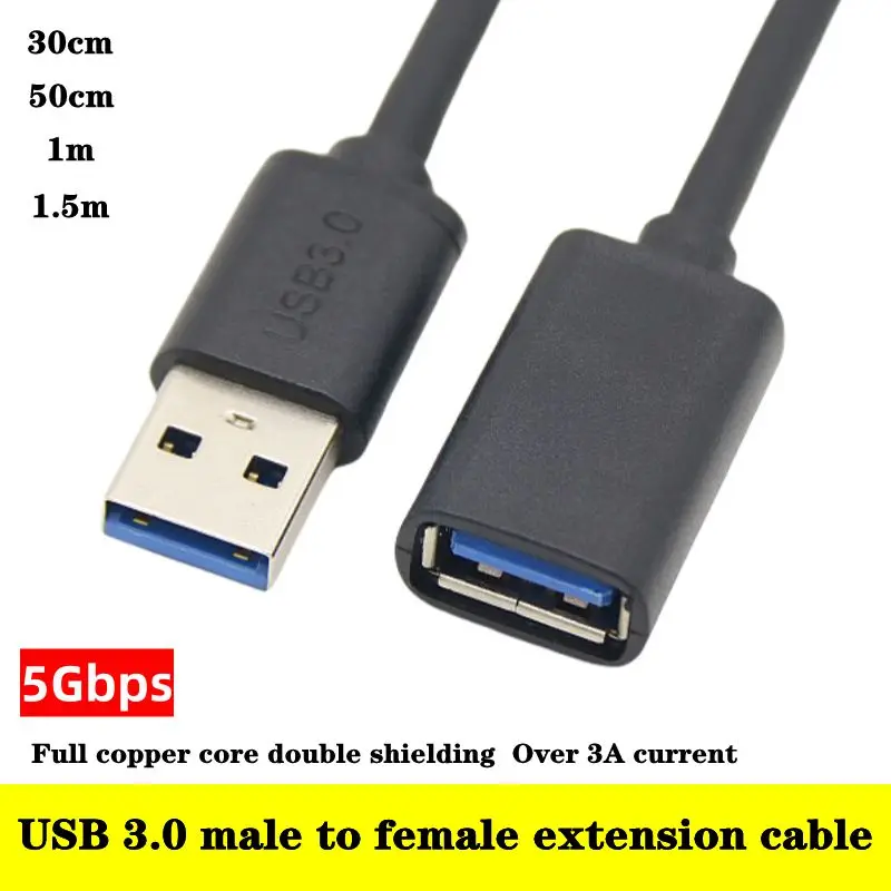 30cm 50cm 1m USB 3.0 Male to Female Extension Cable, Mouse, Keyboard, USB Flash Drive, Extended Data Cable, All Copper 5Gbps
