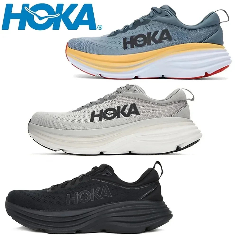 Hoka One One Bondi 8 Atletische Hardloopschoenen Ademende Anti-Slip Dempende Wegloopschoenen Heren Dames Sneakers