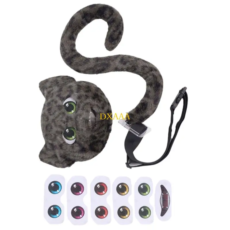 

DXAA Leopard Costume Set Plush Leopard Mask Animal Tail Eye Mouth Stickers Halloween Costumes for Cosplay Dressing Up Party