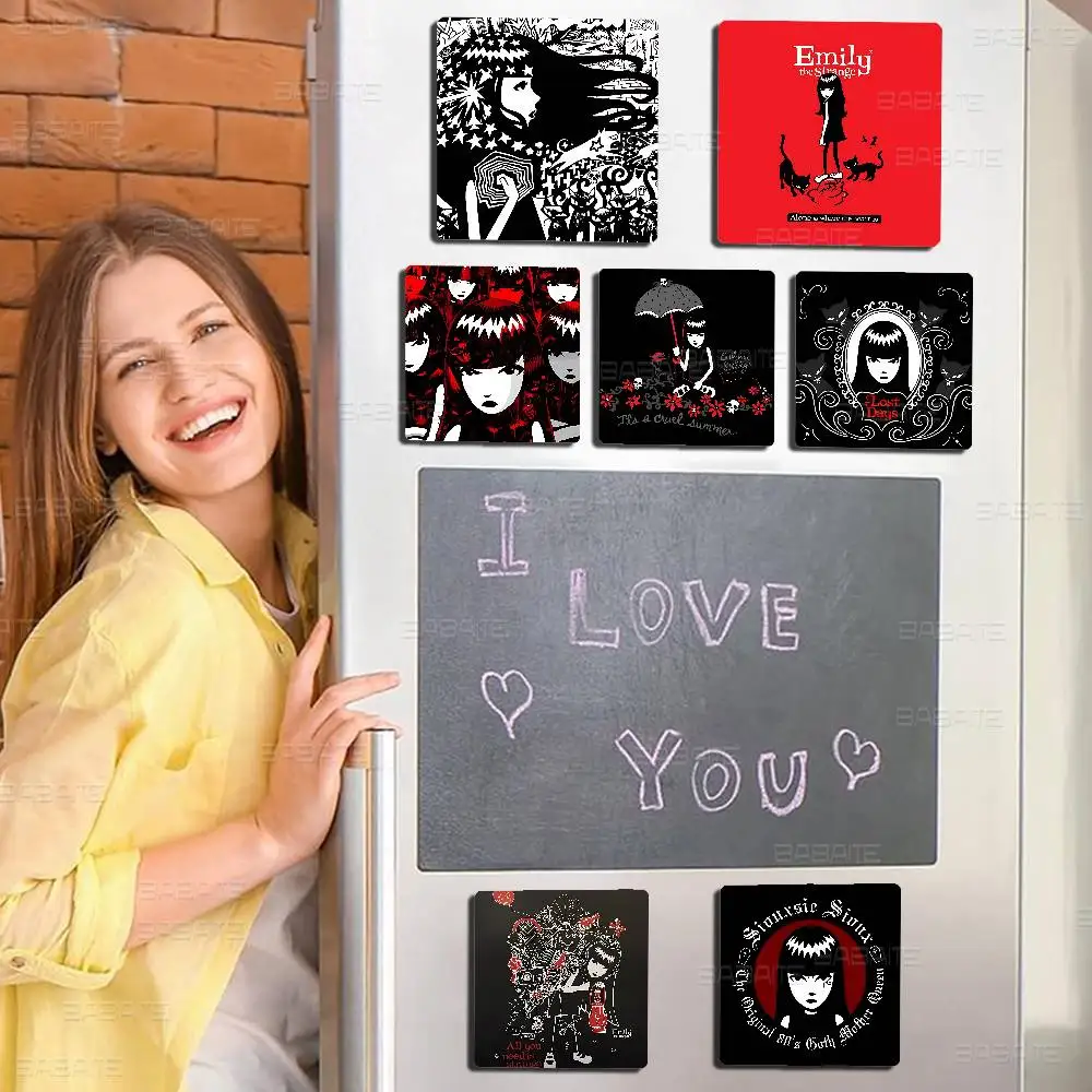 Comics Emily The Strange Photo Fridge Magnet Square Stickers Personalize Home Decor Souvenirs Gift