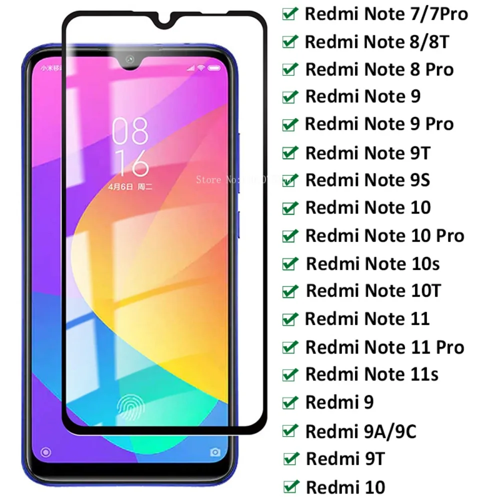 Tempered Glass for Xiaomi Redmi 9 9C 9T Screen Protector Redmi Note 12 11 10 9 8 7 Pro 8T 9T 10T 9S 10S Glass Protective Film