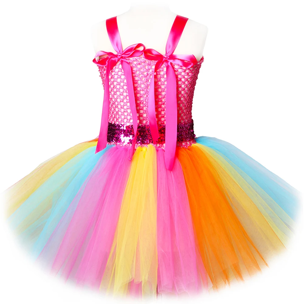 Jojo Siwa Costumes for Girls Rainbow Fancy Tutu Dress with Hair Bow Kids Candy Outfit Princess Ballet Tutus for Birthday Party