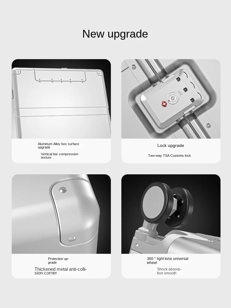 Чемодан из алюминиево-магниевого сплава, открытая багажная дорожная сумка, высококлассный чемодан 20 дюймов, деловая тележка, металлическая коробка