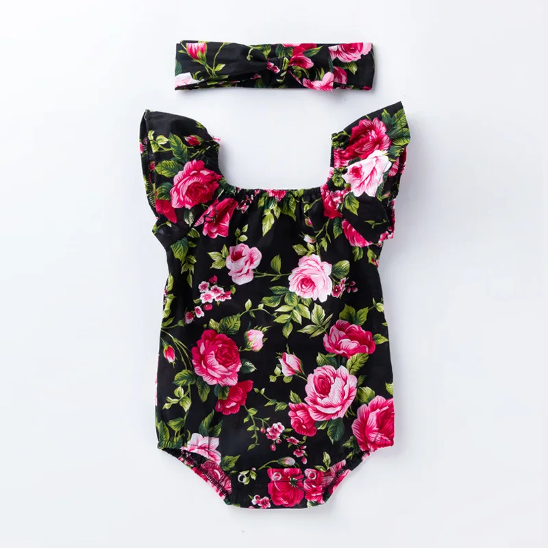 Newborn Infant Baby Girls Romper + Headband Cotton Sleeveless Baby Onepiece Jumpsuit Fashion Baby Girls Clothes Ropa Bebe image 6