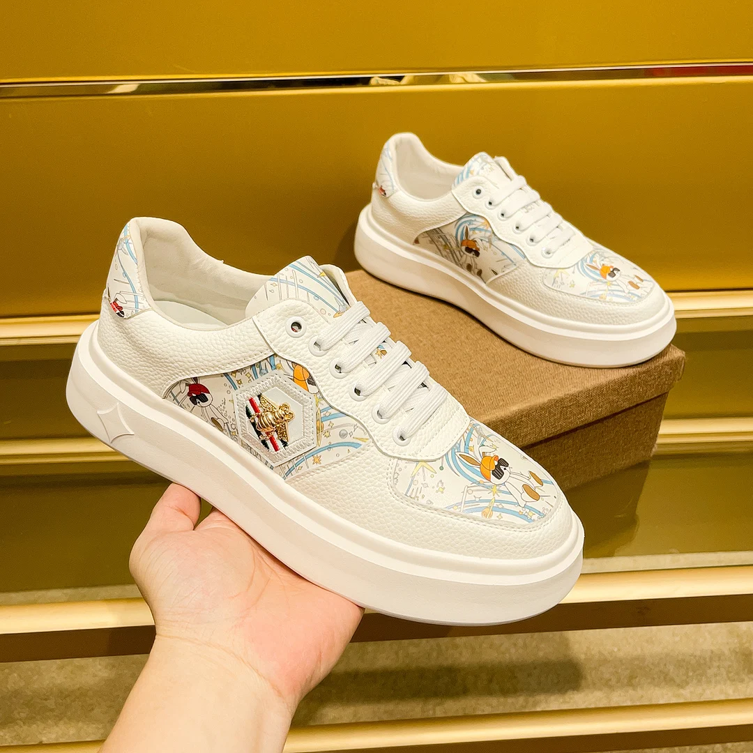 

European high-quality fashionable casual men's genuine leather casual shoes, running shoes and lace-up sports shoes