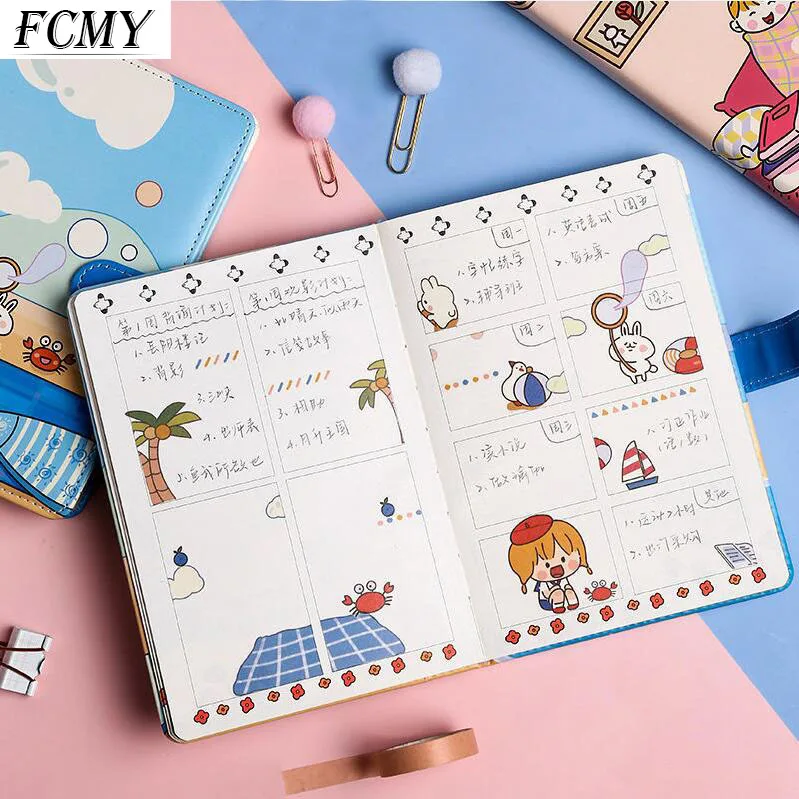 DIY Portable Small Cute Notebook Kawaii Note Books for Mini School Stationery Supply Handbook Painting Recording Magnetic Buckle