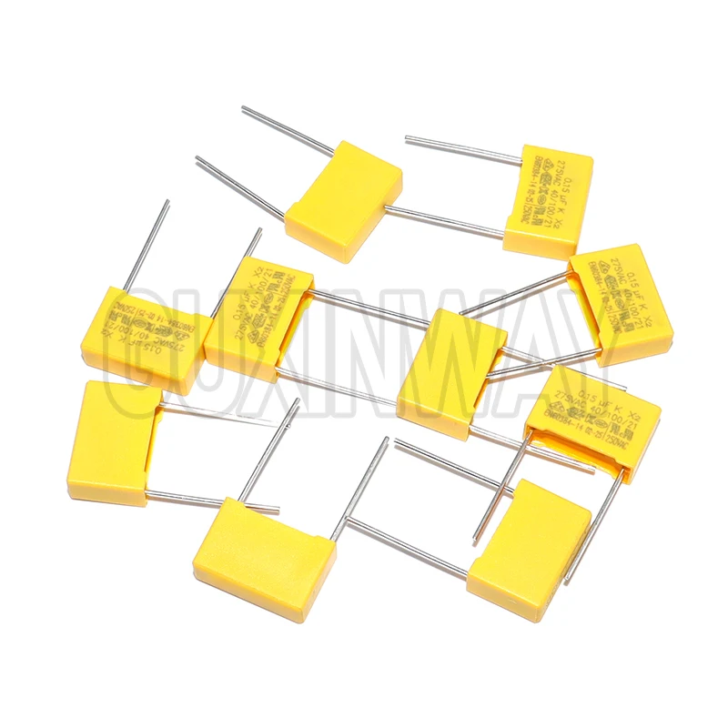10pcs X2 Safety capacitor 15mm 275VAC 275V 0.022UF 0.047UF 0.1UF 0.15UF 0.22UF 0.33UF 0.47UF 0.68UF 1UF Polypropylene film