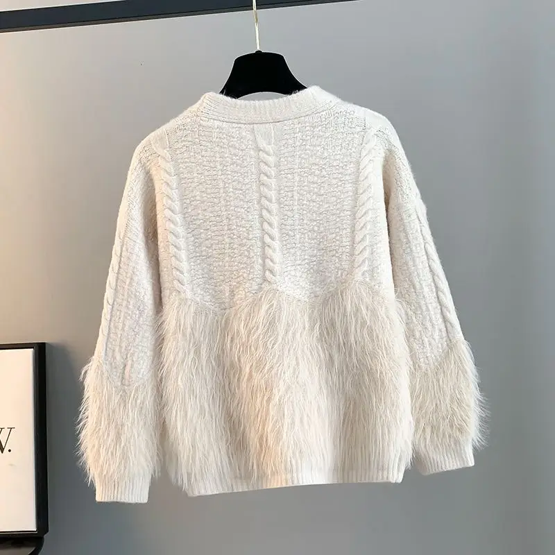Autumn and Winter New Korean Version Lazy Style Sweater Knitted Cardigan Jacket for Women with a High-end Feel as an Extra Top