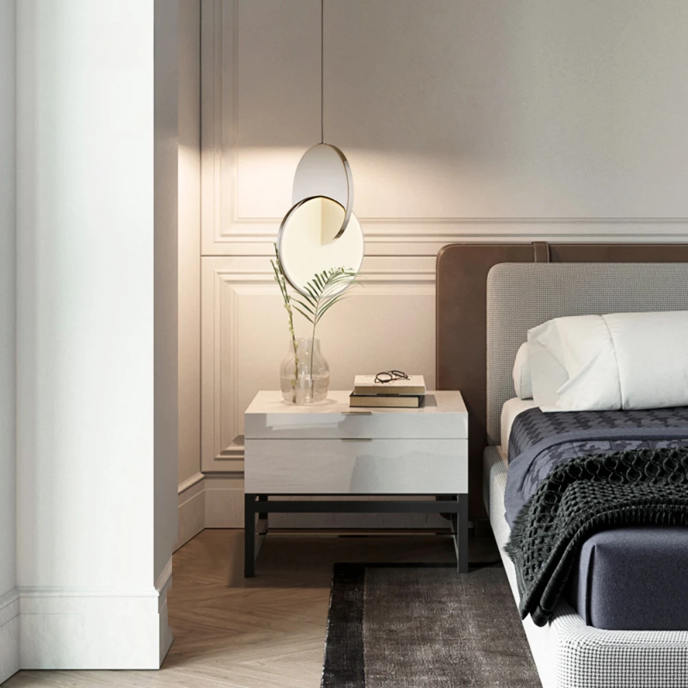 

Modern Ring Led Pendant Light Geometric for Bedside Living Dining Room Bedroom Decor Small Hanging lamp Acrylic Fixture