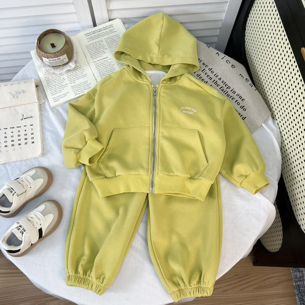

2026 Spring New Children Long Sleeve Clothes Set Girls Hooded Coat + Sweat Pants 2pcs Suit Kids Toddler Cotton Casual Outfits