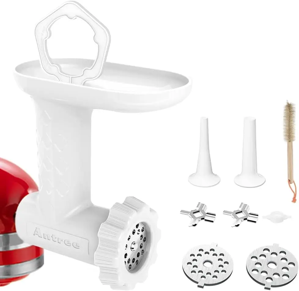 

Food Meat Grinder Attachments for Stand Mixers, Includes 2 Sausage Stuffer Tubes, Rust-proof and Durable