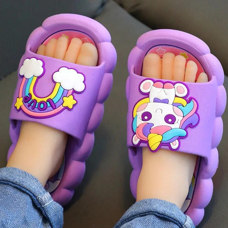 Pantofole estive per bambini slip-on ragazze bambino suole morbide antiscivolo nuvola arcobaleno unicorno cartone animato bagno pantofole da casa