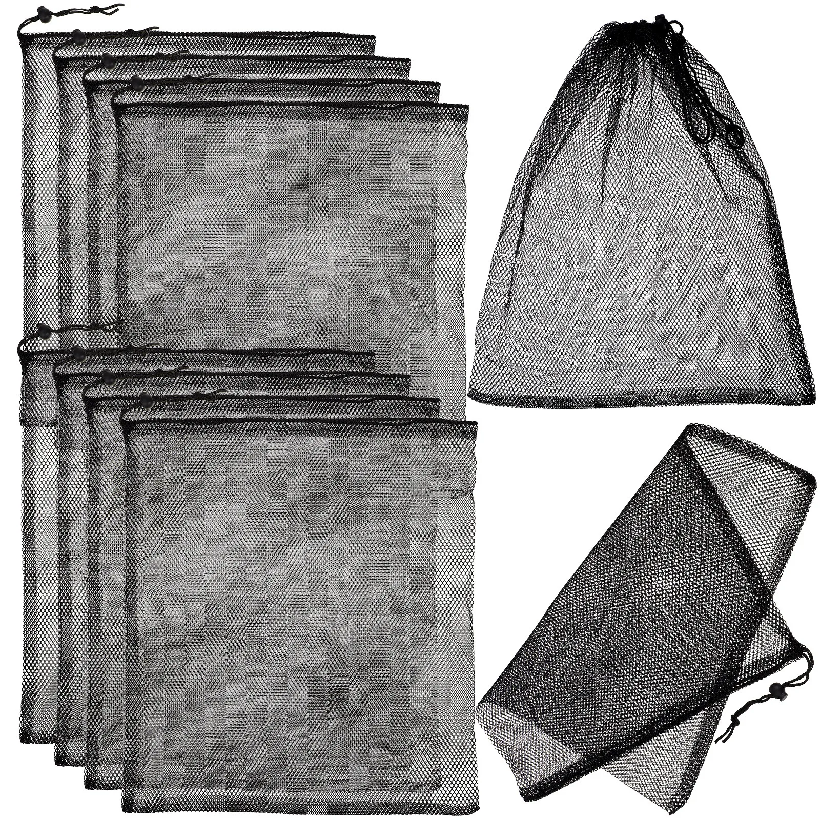 

10Pcs Lightweight Tear-Resistant Mesh Bags Drawstring Net Bags for Soccer Basketball Swimming Gear Laundry Picnic Camping