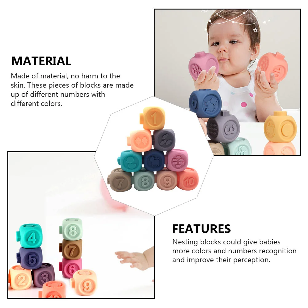 Blocks Kids Toy Puzzle Toys Educational Molar Soft Rubber Bathing Toddler Numbers