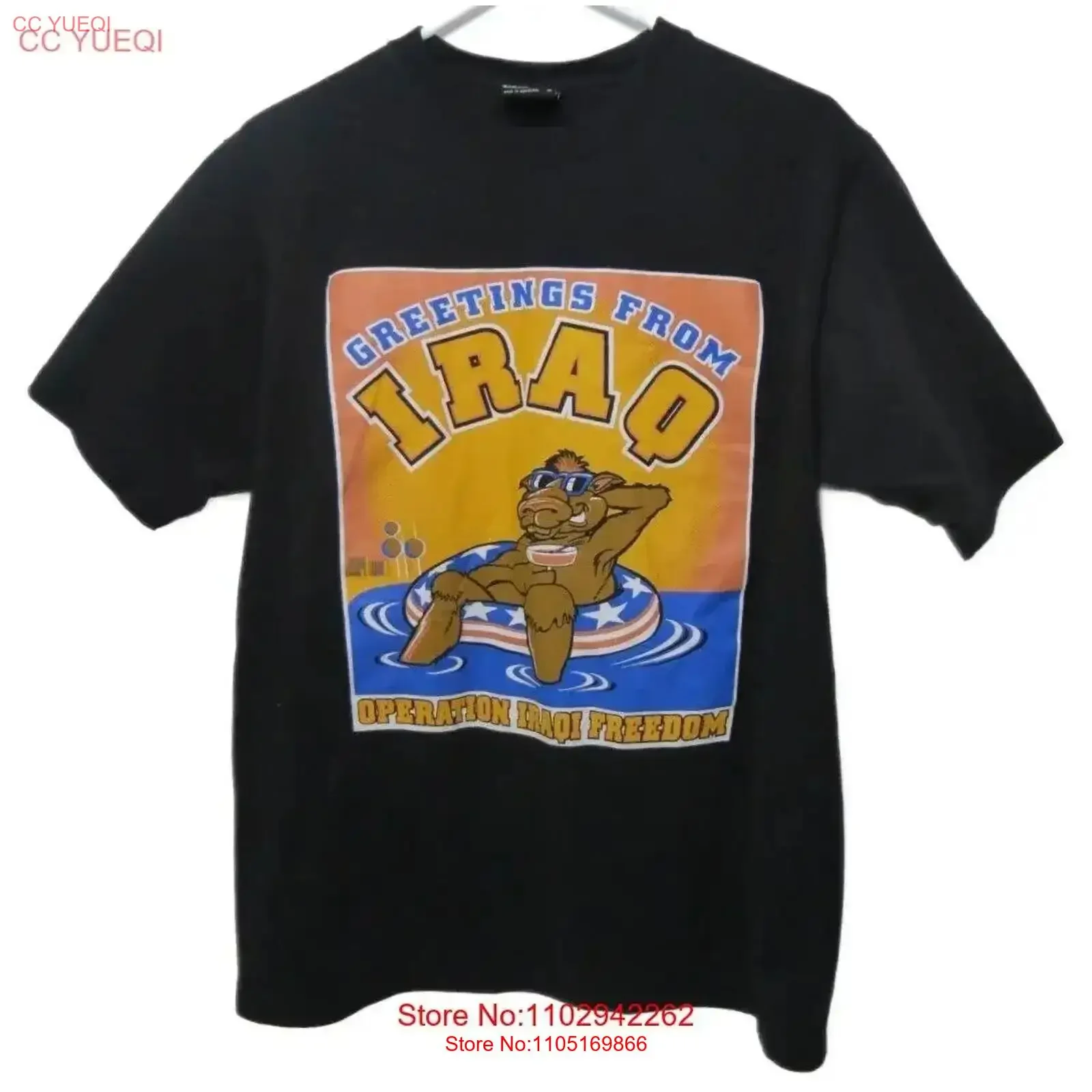 Greetings from Iraq Operation Iraqi Freedom T Shirt Men's Size M Black vintage Washed Versatile Stretched streetwear  vintage