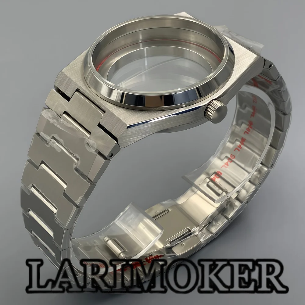 LARIMOKER 39mm Men's Automatic Mod Watch Case For NH35 PT5000 Sapphire Crystal Stainless Steel Integrated Bracel Butterfly Clasp