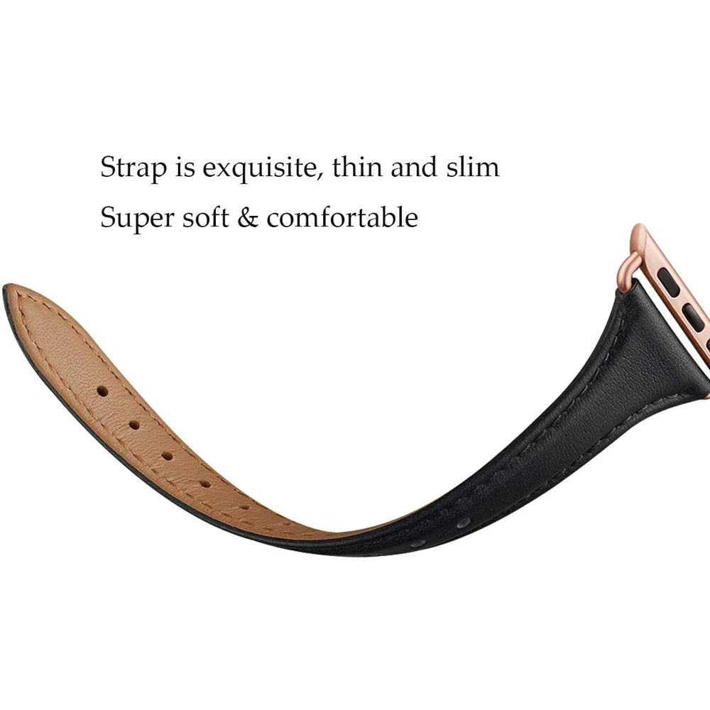 Slim & Thin Leather Band for Apple Watch 38mm 40mm 41mm Colorful Replacement Wristband Strap for iWatch SE & Series 8/7/6/5/4/3