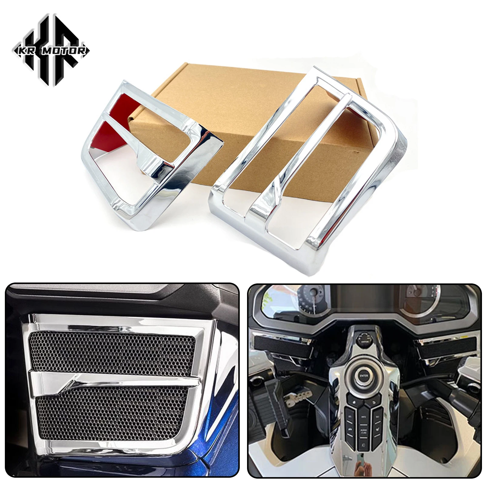 

Chrome Speaker Grills Cover Fits For Honda Gold Wing GL 1800 Tour DCT F6B GoldWing GL1800 2018-2024 Loudspeaker Trim Accessories