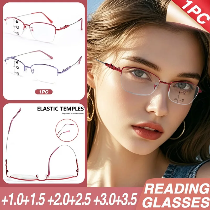 2026 Intelligent Zoom Progressive Multi-Functional Reading Glasses For Women Men Multifocal Anti-Blue Light Hyperopia Eyeglasses