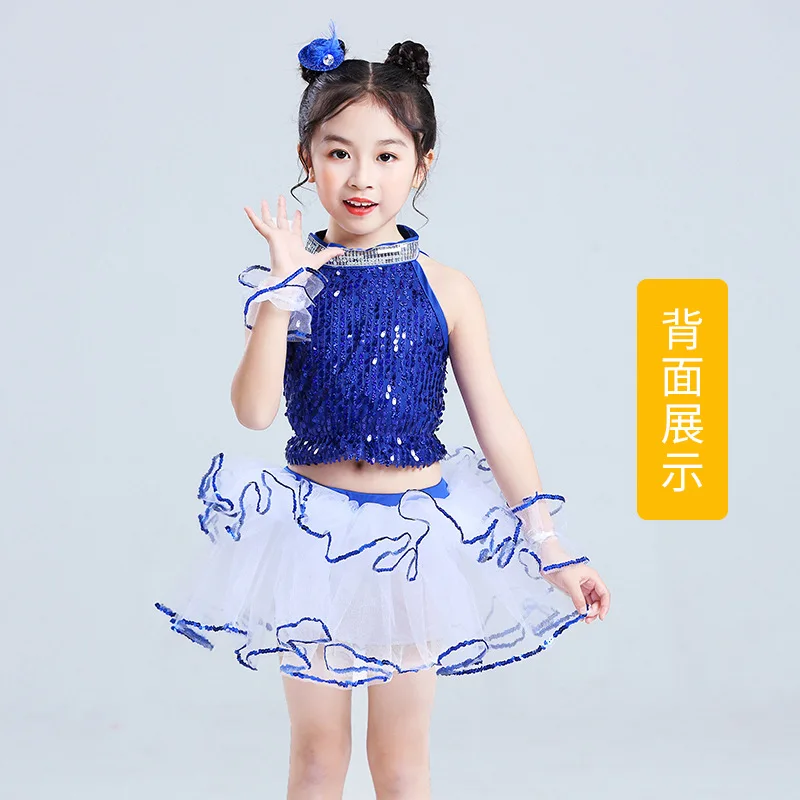 Children's Modern Dance Performance Clothing for Children's Day Children's Day Kindergarten Girls Fluffy Skirt Jazz Sequin Dance