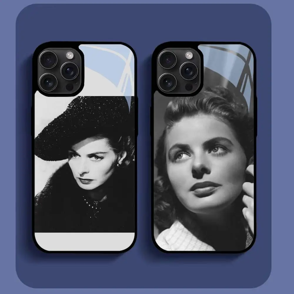 

I-Ingrid Bergman Phone Case For IPhone16 15 14 13 12 11 Pro Xs Max Mini XR X 7 8 Plus Luxury Mirror Hard Funda