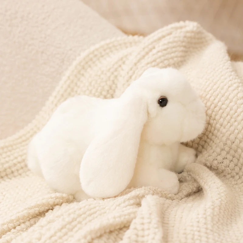 Imitation White Rabbit Plush Toys Kawaii Lying Rabbit Stuffed Dolls Real Life Cartoon Bunny Plush Toys Girls Boys Companion Doll